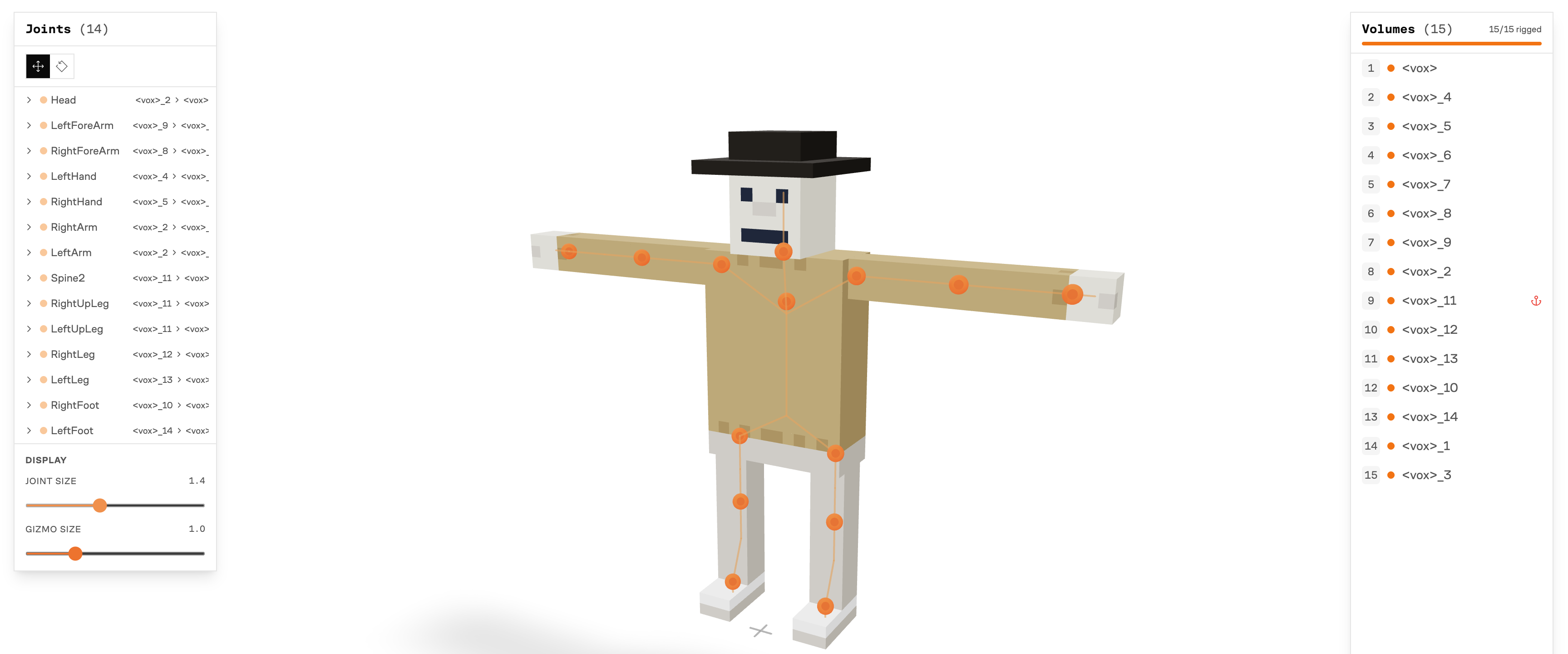 Simple Voxel rigging & animation on briq